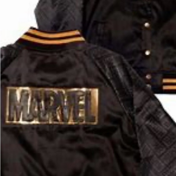 Marvel Black Jacket with Gold Logo lounge fly w/tags - Picture 1 of 5